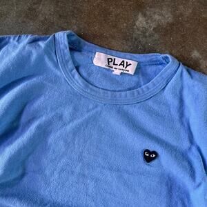 Comme des garçons blank youth large blue designer single stitch T-shirt